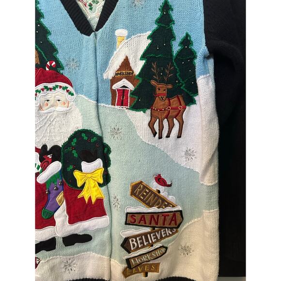 Vintage Christmas Cardigan The Quacker Factory Sweater Grandmacore Santa Small - Picture 3 of 9